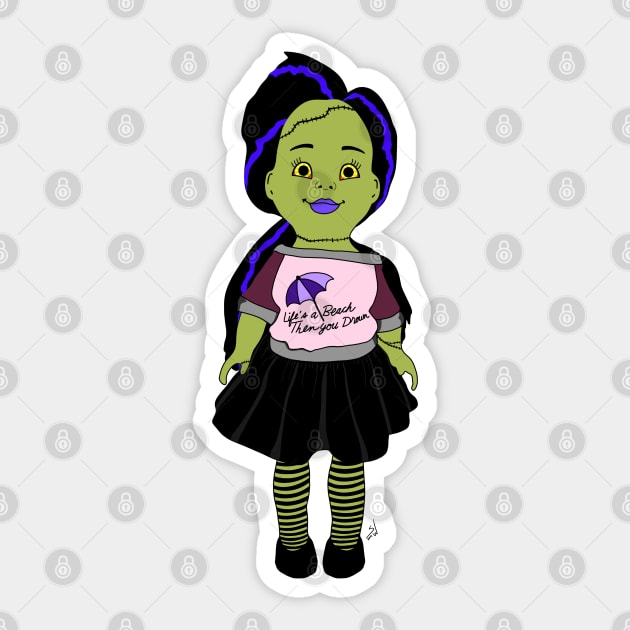 Life's a Beach Monster Girl Sticker by Sequoia Ananda